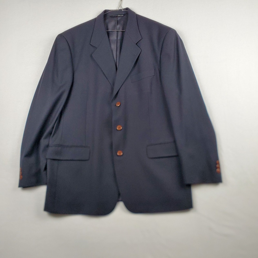 Jack Victor Blazer Jacket Men's 42 Blue Lined Wool Single Breasted Notch Lapel‎